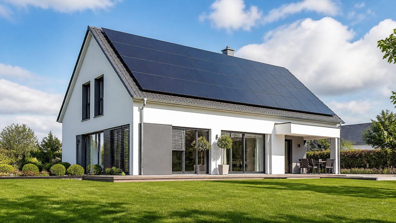 Modernes Einfamilienhaus mit Photovoltaikanlage